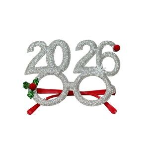 2026 Christmas Silver Glasses Creative Digital Funny New Year Party